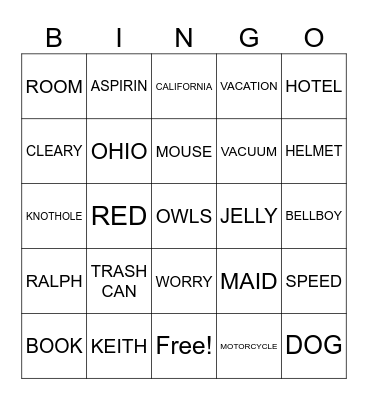 MOUSE AND THE MOTORCYCLE Bingo Card