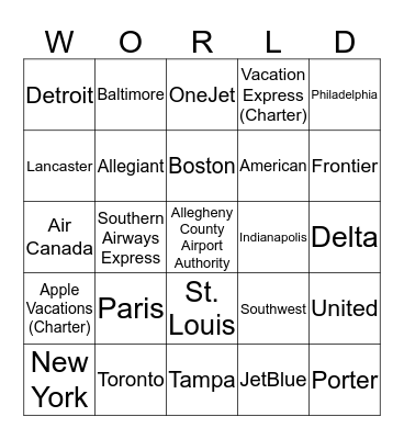 ACAA - Around The... Bingo Card