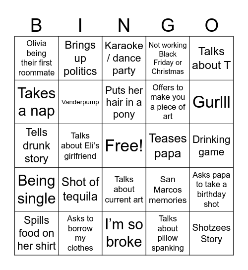 Liv Bingo Card