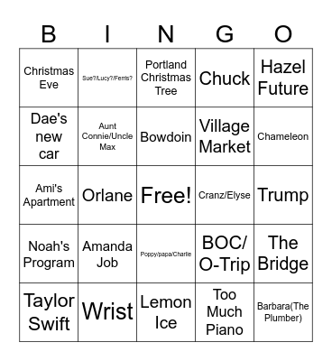Thanksgiving 2024 Bingo Card