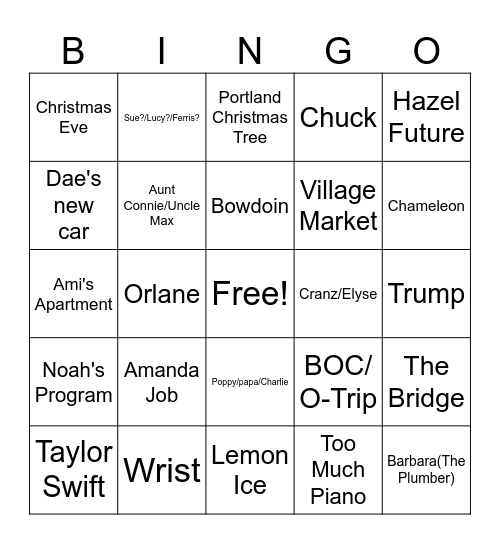 Thanksgiving 2024 Bingo Card