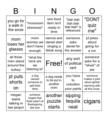 THANKSGIVING BINGO Card