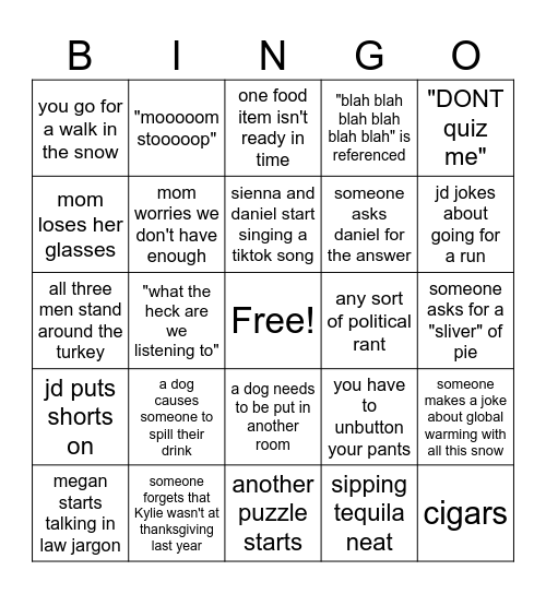 THANKSGIVING BINGO Card