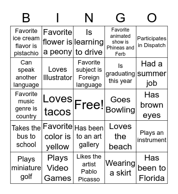 Ice Breaker Bingo Card