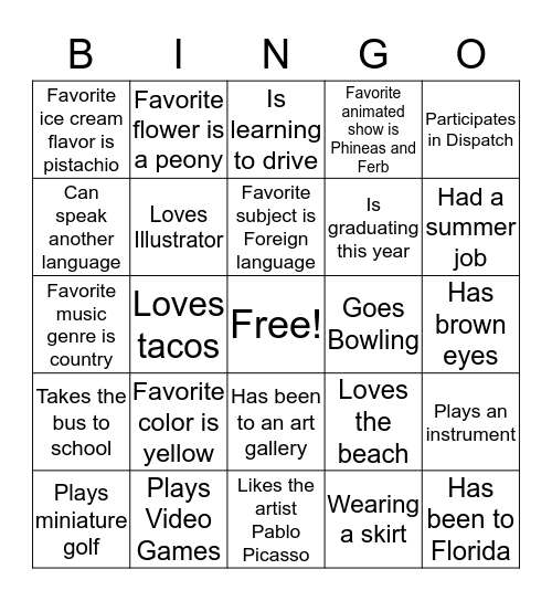 Ice Breaker Bingo Card