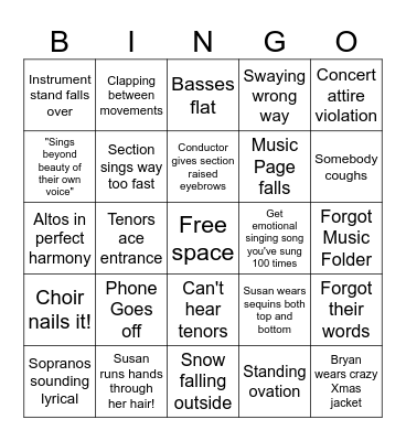 PCC Sounds of the Season Bingo Card Bingo Card