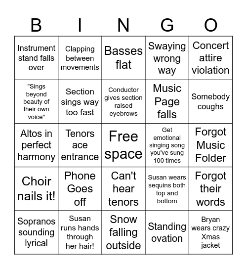 PCC Sounds of the Season Bingo Card Bingo Card