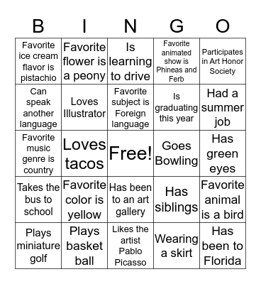 Ice Breaker Bingo Card