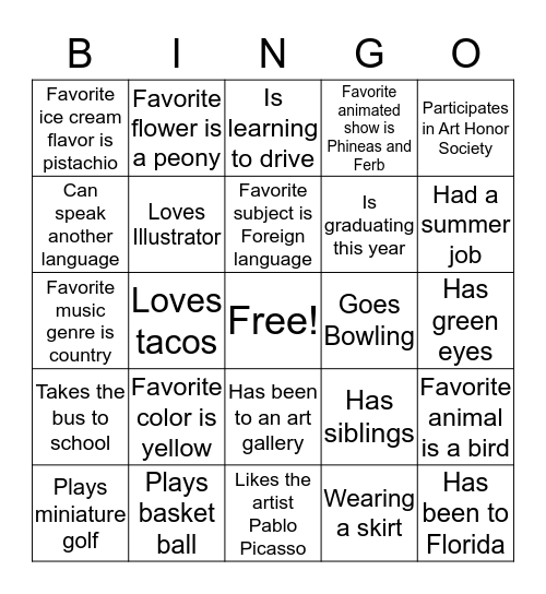 Ice Breaker Bingo Card