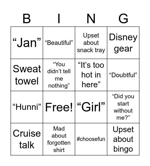 James Thanksgiving Bingo Card