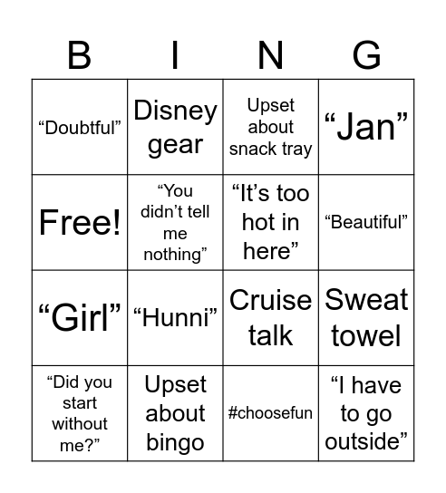 James Thanksgiving Bingo Card