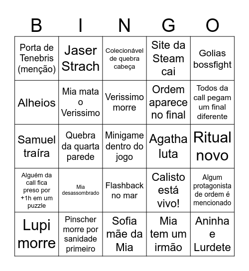 Enigma do Medo Bingo Card