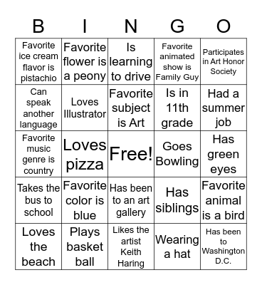 Ice Breaker Bingo Card