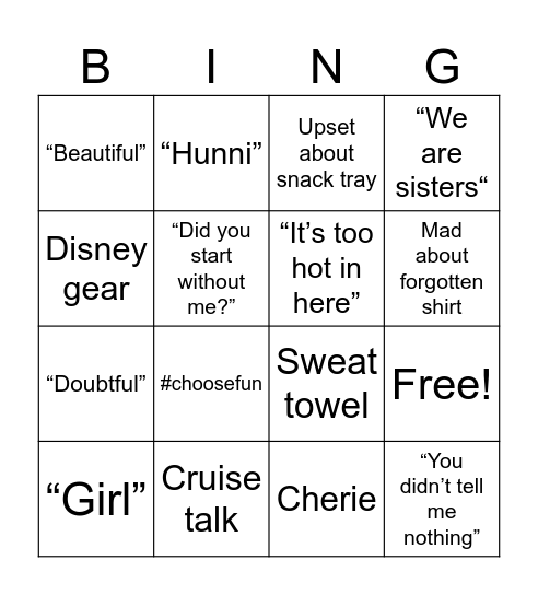 James Thanksgiving Bingo Card