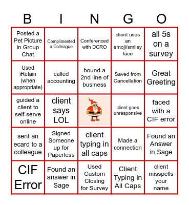 DC Bingo Card