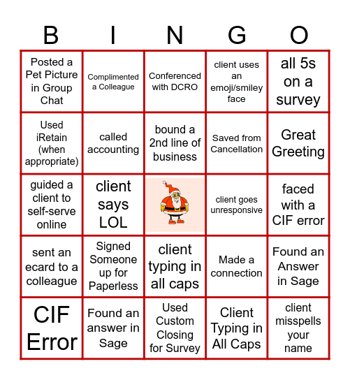 DC Bingo Card