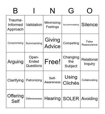 Communication Bingo Card