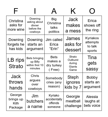 Thanksgiving Bingo Card