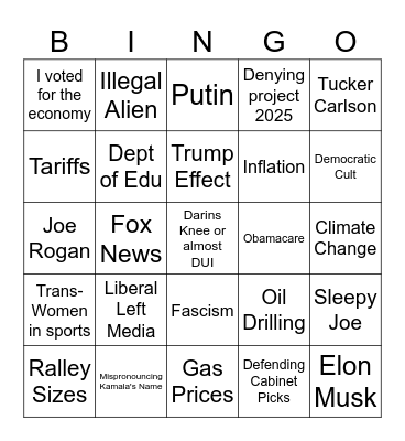 Happy Thanksgiving! Bingo Card