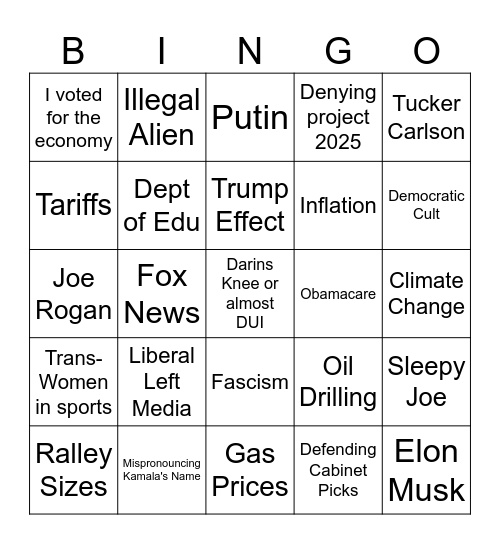 Happy Thanksgiving! Bingo Card