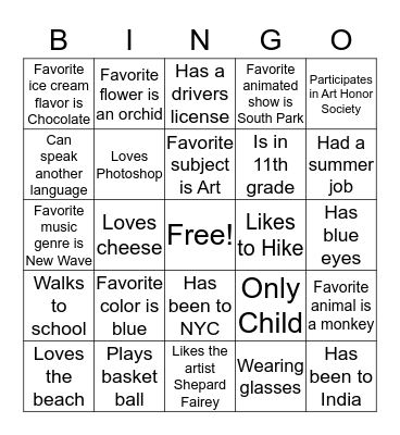 Ice Breaker Bingo Card