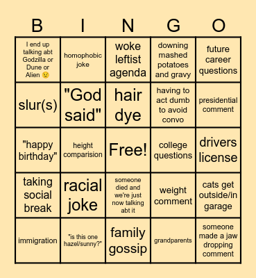 Thanksgiving Bingo 2024 Bingo Card