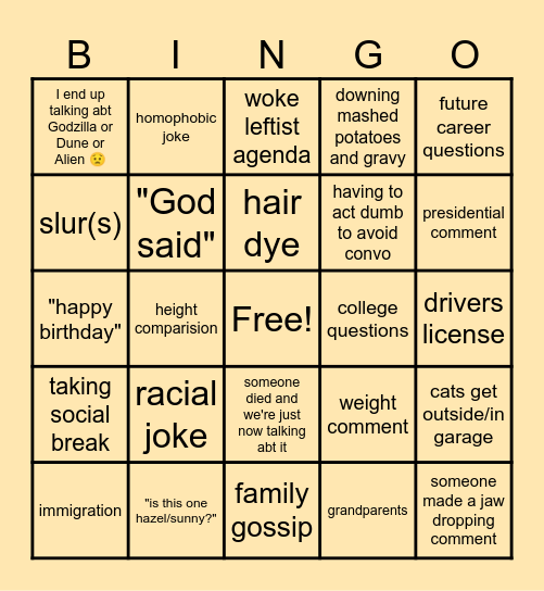 Thanksgiving Bingo 2024 Bingo Card