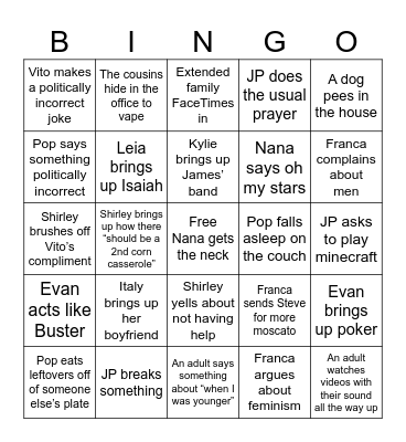 Thanksgiving Bingo Card