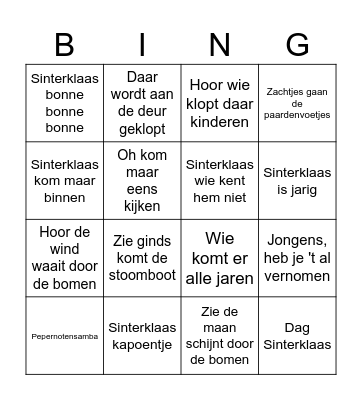 Sinterklaasliedjes 2024 (spotify) Bingo Card