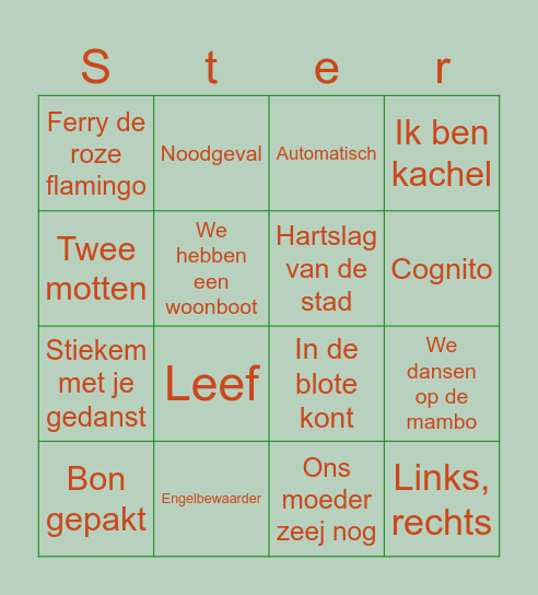 Kerst Meezingers Bingo Card
