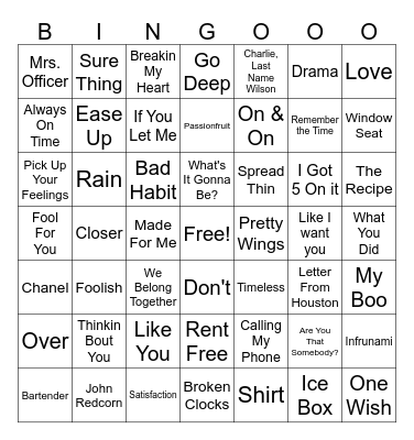 R&B BINGO Card