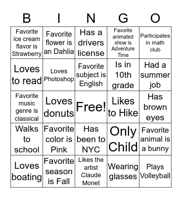 Ice Breaker Bingo Card