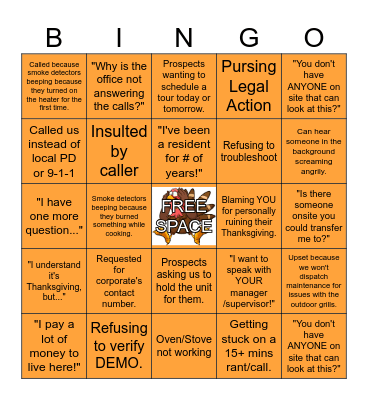 Lovely Thanksgiving Callers Bingo Card