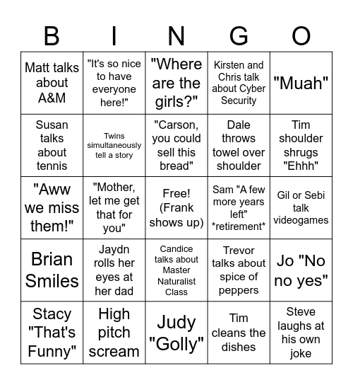 Thanksgiving Bingo Card