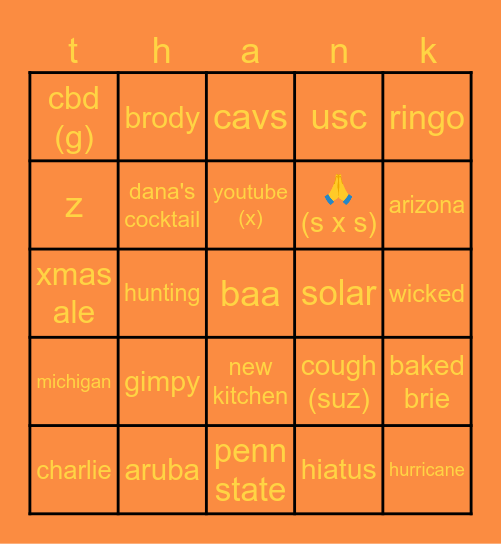 cousins' 4th annual bingo Card