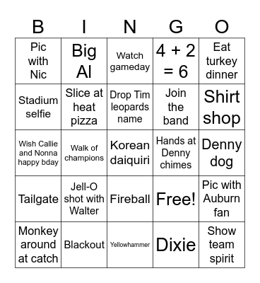 Thanksgiving Bingo Card