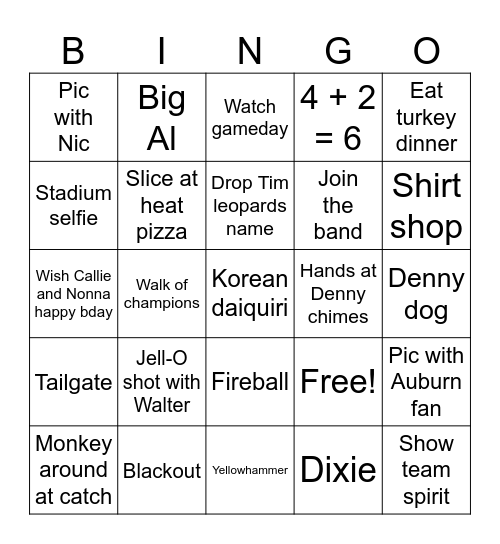 Thanksgiving Bingo Card