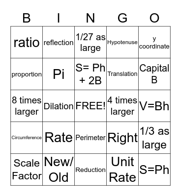 STAAR Math Vocab Review Bingo Card