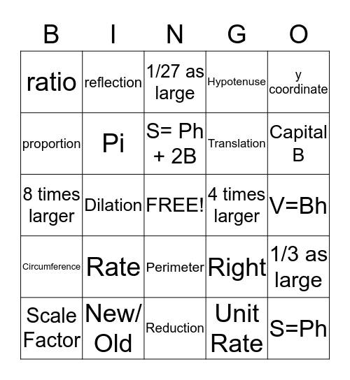 STAAR Math Vocab Review Bingo Card