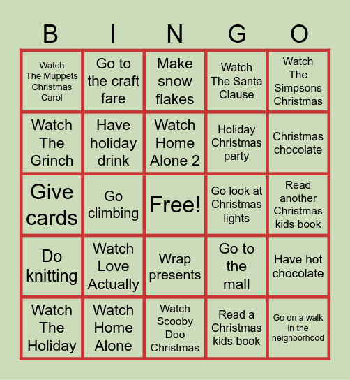 Christmas Bingo Card