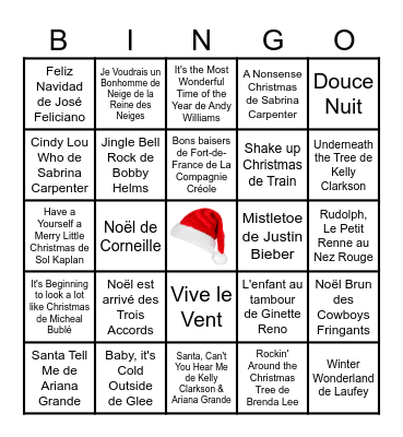 Bingo musical - Spécial Temps des Fêtes❄️ Bingo Card