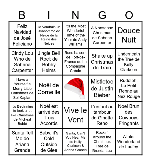 Bingo musical - Spécial Temps des Fêtes❄️ Bingo Card