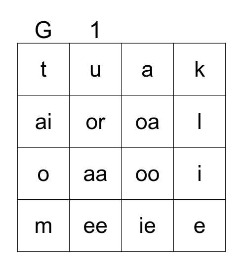 Arresting Long Vowels Bingo Card