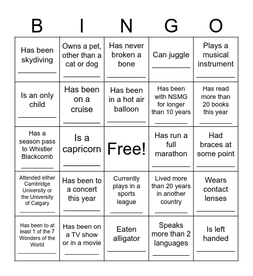 Find someone who... Bingo Card