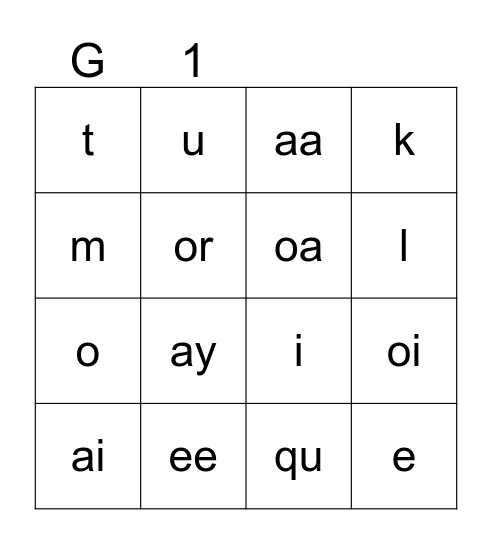 Arresting Long Vowels Bingo Card