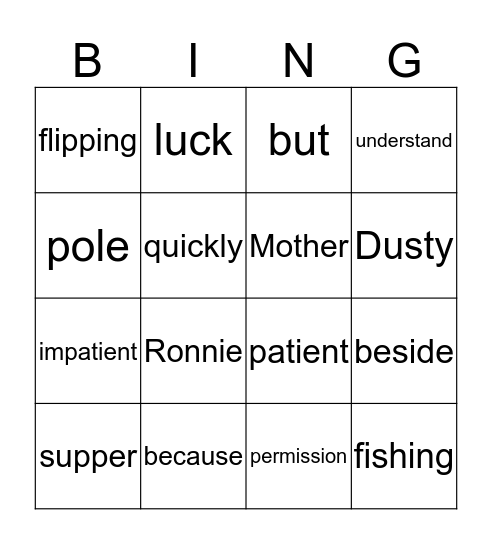 A Fish Tale Bingo Card