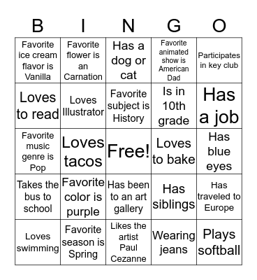 Ice Breaker Bingo Card