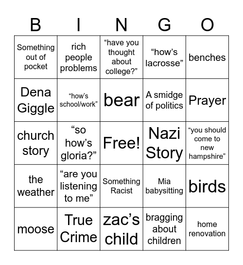 Thanksgiving Bingo Card