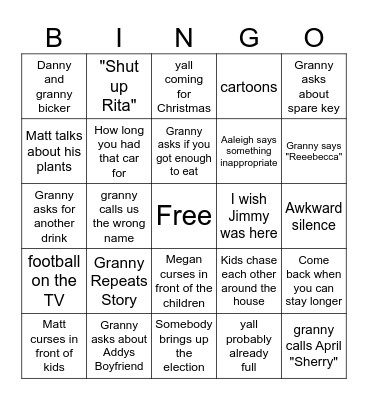 Thanksgiving Bingo Card