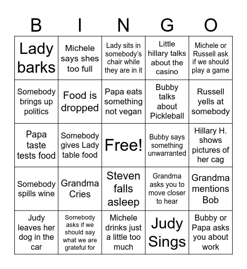 Naftal Bingo Card